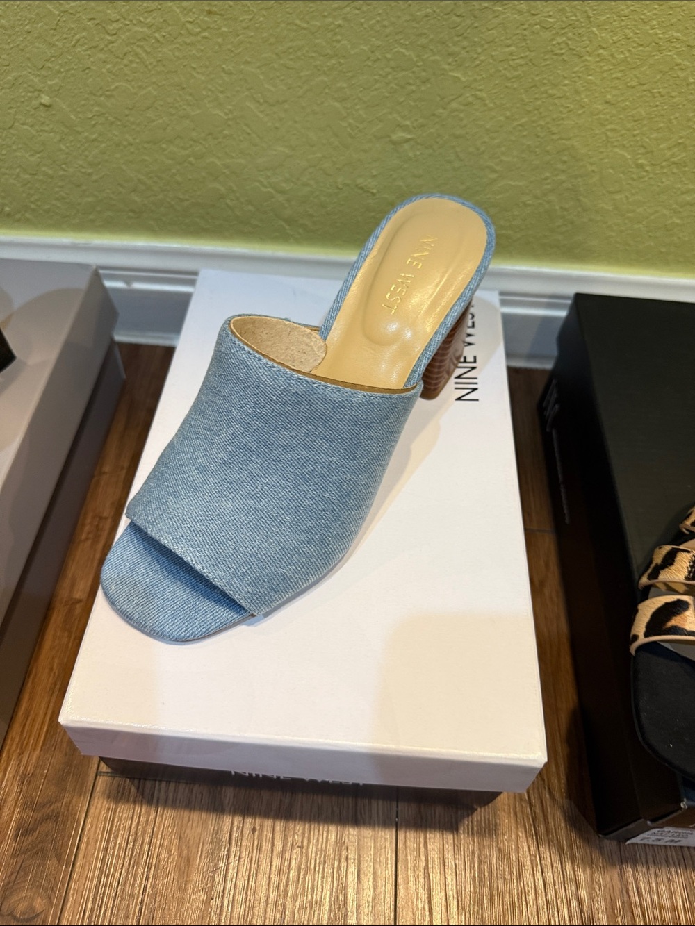 Nine West Light Denim Open-Toe Slide Mule
